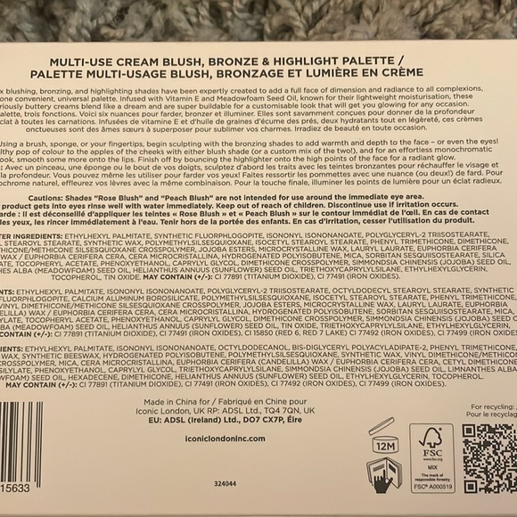 Iconic London multi use cream blush bronze & highlight palette Makeup New in Box - Picture 4 of 4